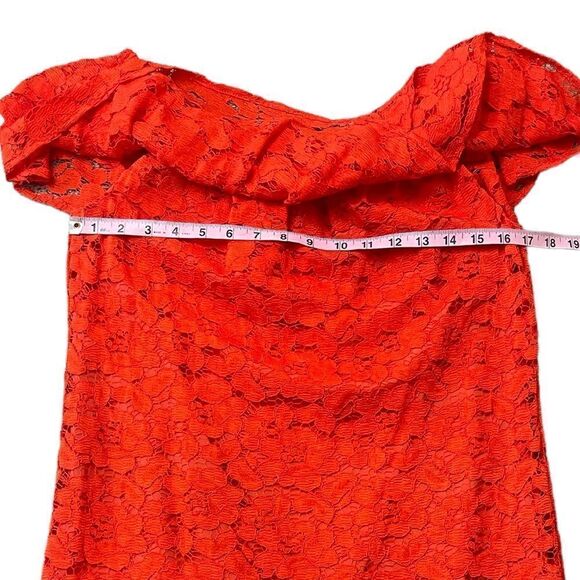 Trina Turk Off the Shoulder Lace Mini Dress in Tangerine - Picture 13 of 16
